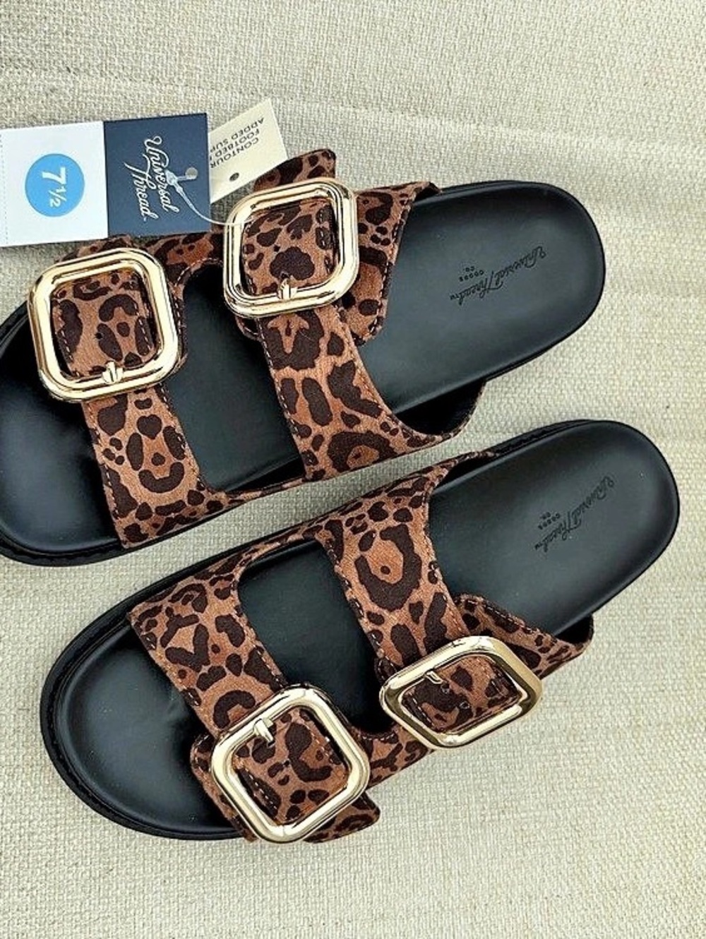 Universal Thread Leopard Print Buckle Sandals